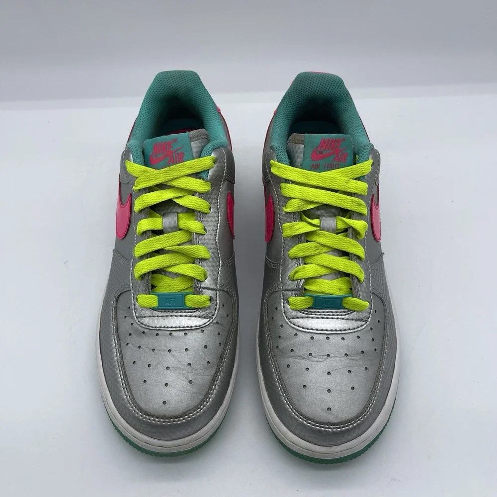 Nike Air Force 1 Low Youth Size 7 Shoes 314219-011 Metallic Sliver Women's 8.5